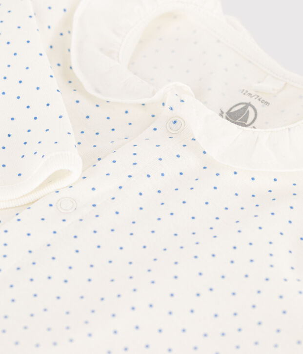 Tutina pigiama a pois in cotone bianco/blu