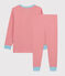 Pigiama a righe bambino in cotone arancione OURSIN/bianco MARSHMALLOW