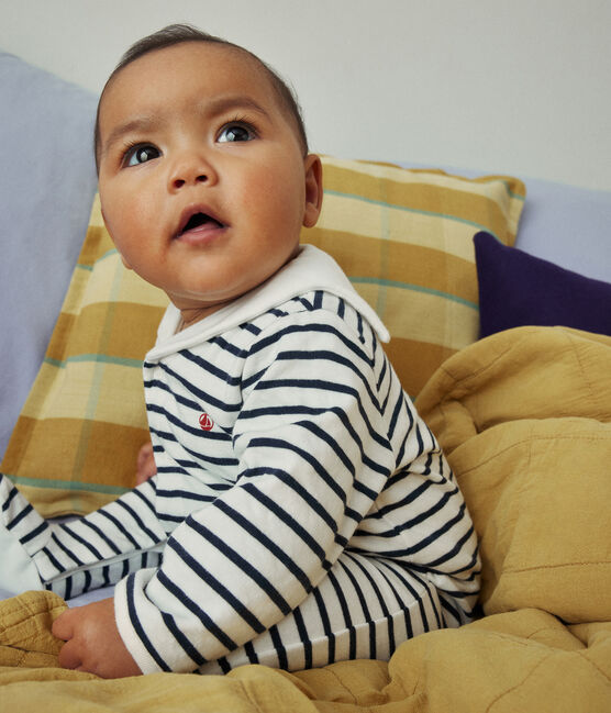 Pigiama in tubique neonato bianco MARSHMALLOW/blu SMOKING