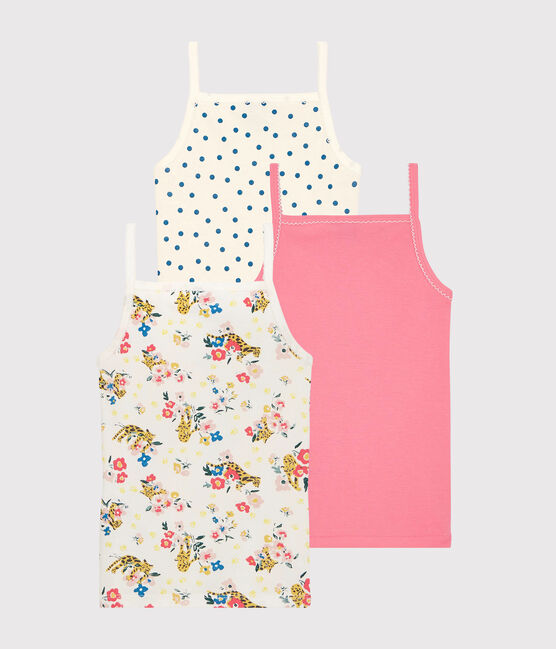 Confezione da 3 canottiere con spalline bambina fantasia pantera in cotone variante 1