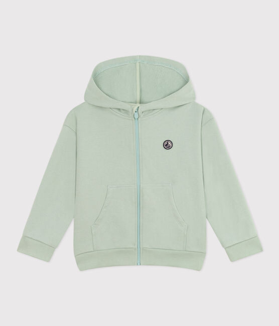 Felpa bambino con cappuccio e cerniera verde HERBIER