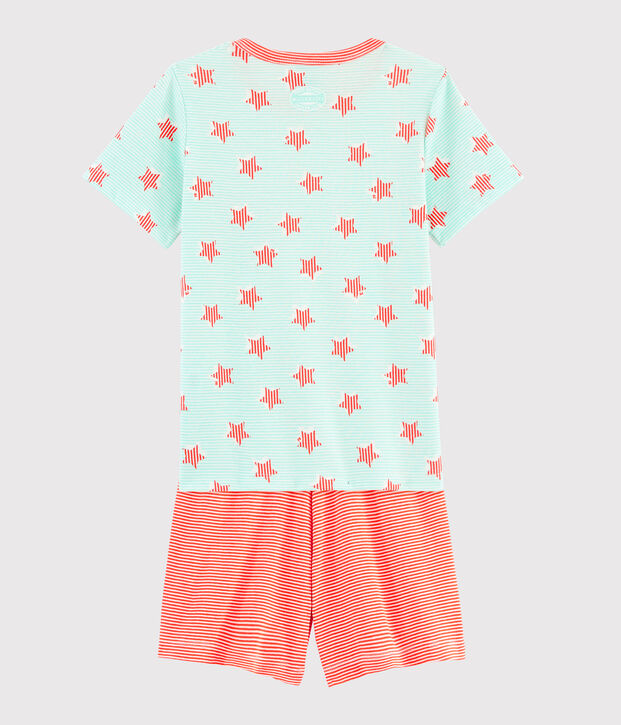 Pigiama a righe e stelle bambino a costine bianco/multicolore