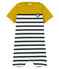 Tutina corta neonato in jersey pesante a righe giallo BAMBOO/bianco MARSHMALLOW/ SMOKING