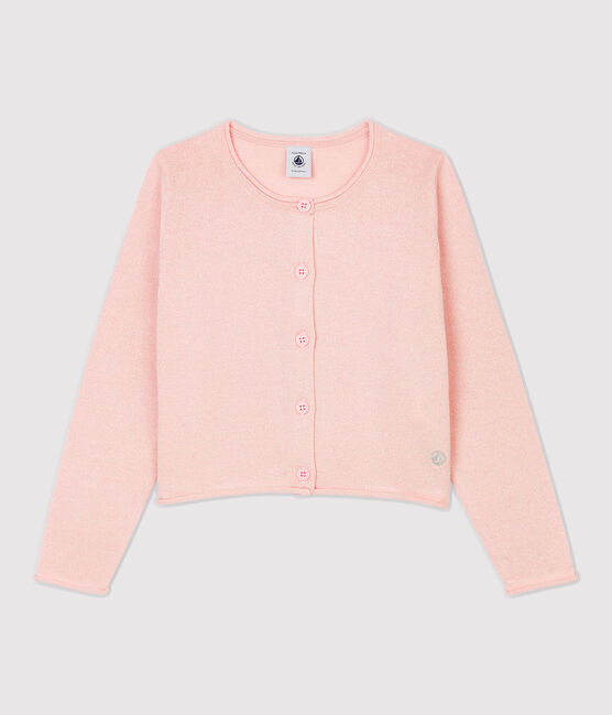Cardigan bambina in cotone rosa MINOIS/ ARGENT