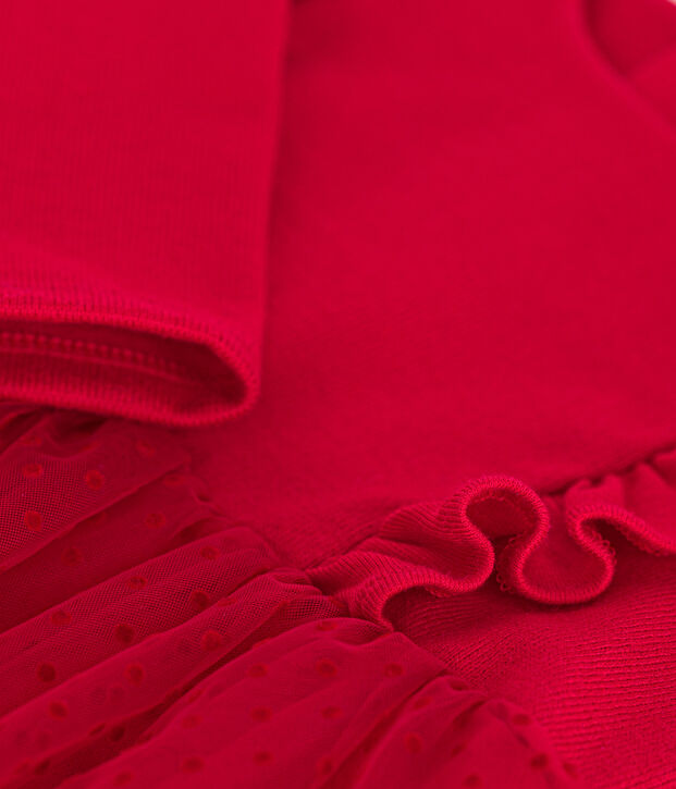 Abito in cotone e tulle neonato rosso