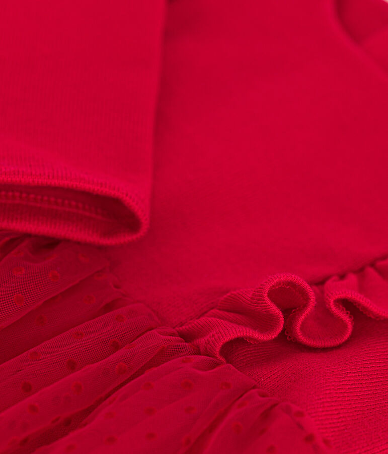 Abito in cotone e tulle neonato rosso