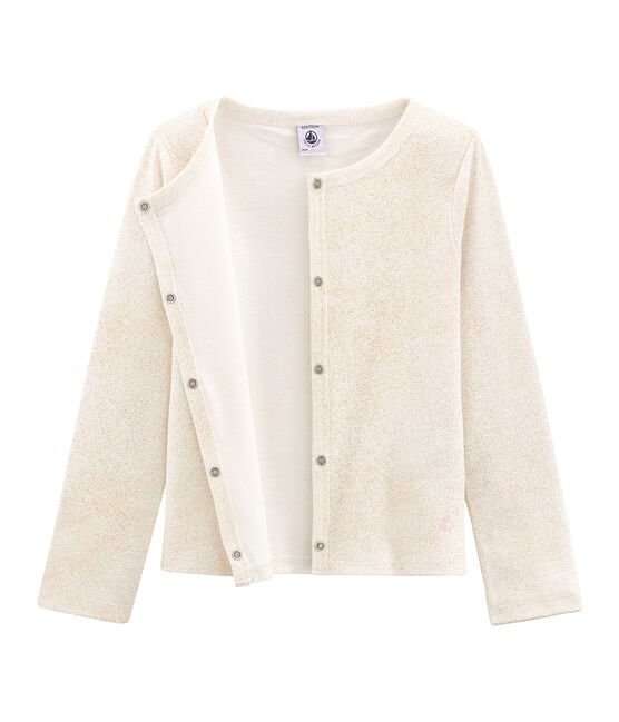 Cardigan bambina bianco MARSHMALLOW/rosa COPPER