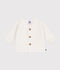 Cardigan unisex per neonati in cotone tinta unita bianco