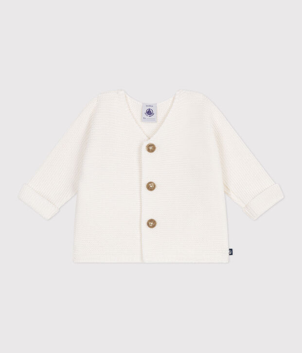 Cardigan in maglia di cotone a punto legaccio neonato bianco