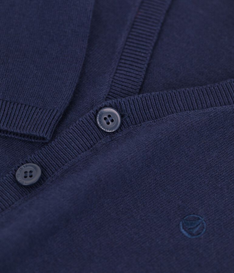 Cardigan bambino in lana e cotone blu SMOKING