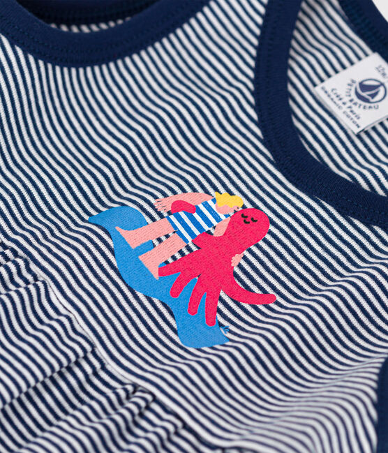 Abito bebè Petit Bateau x Water Family blu MEDIEVAL/bianco MARSHMALLOW