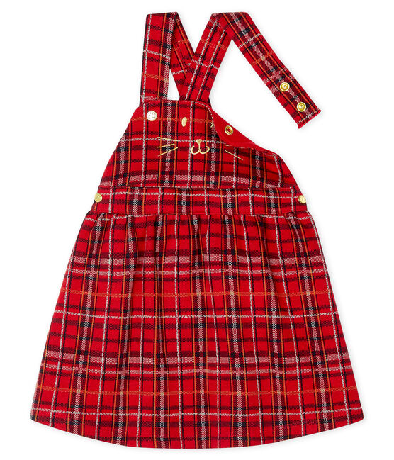 Abito salopette bambina a scacchi rosso TERKUIT/bianco MULTICO CN