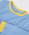 Pigiama bambina/bambino rigato millerighe in cotone biologico blu BRASIER/grigio MARSHMALLOW