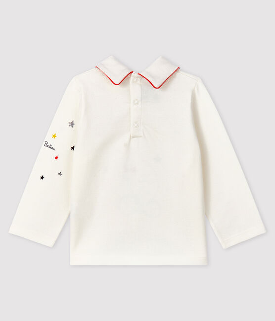 T-shirt con colletto a polo bebè maschio bianco MARSHMALLOW