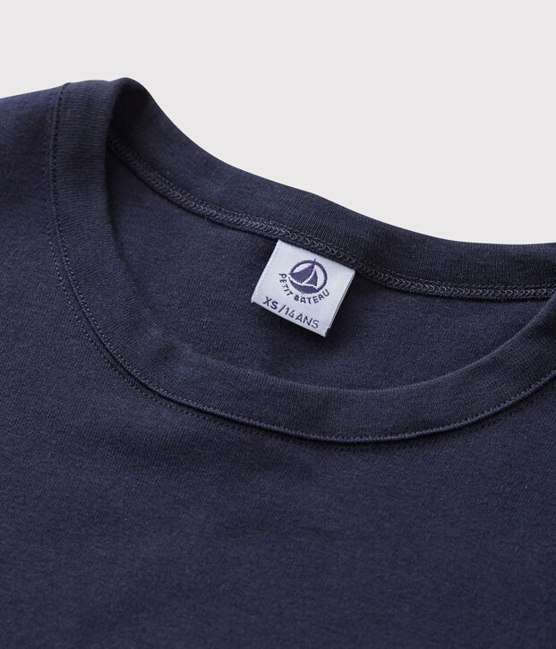 T-shirt girocollo iconica in cotone Donna blu