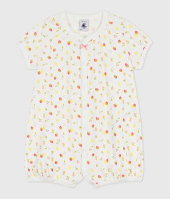 Tutina corta in cotone con frutti stampati neonato