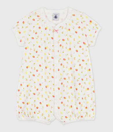 Tutina corta in cotone con frutti stampati neonato