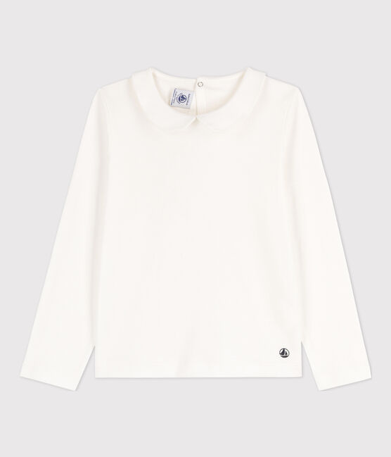 T-shirt maniche lunghe in cotone bambina bianco MARSHMALLOW