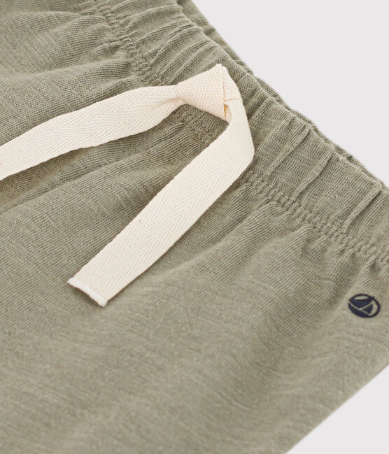 Shorts bebè in jersey fiammato tinta unita verde MARECAGE