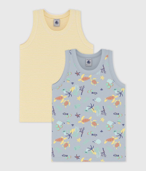 Set di canotte in cotone con stampa fosforescente bambino multicolore