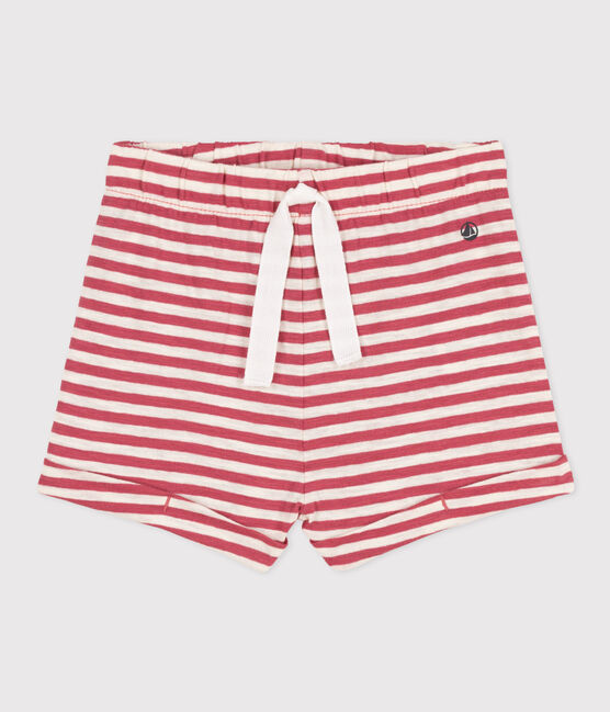 Shorts bambino in jersey fiammato a righe rosa PAPI/beige AVALANCHE