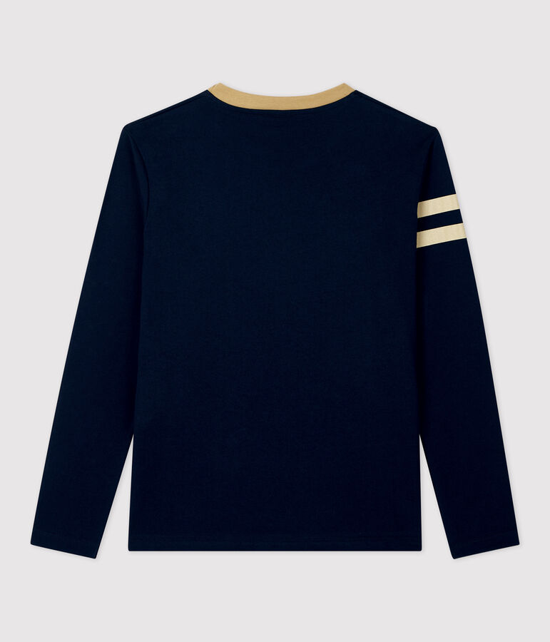 T-shirt bambino a maniche lunghe in cotone blu