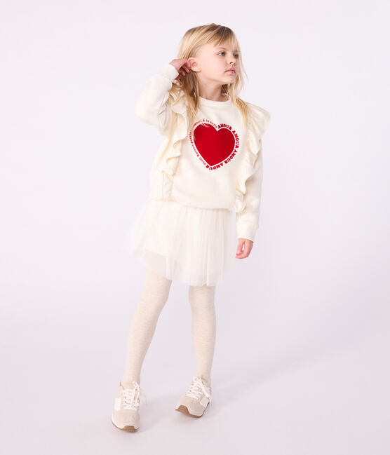 Felpa in cotone stampato bambino ecru MILK