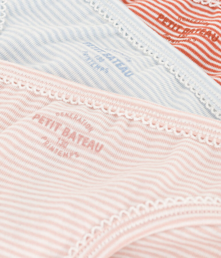 Confezione da 3 slip millerighe in cotone bambina multicolore