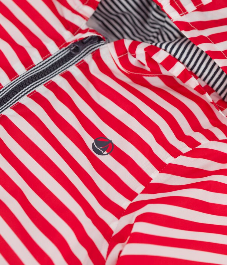 Giacca a vento calda per beb&egrave; in poliestere riciclato rosso PEPS/bianco MARSHMALLOW