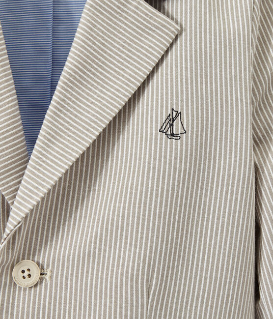Blazer bambino in tessuto rigato grigio MINERAI/bianco LAIT