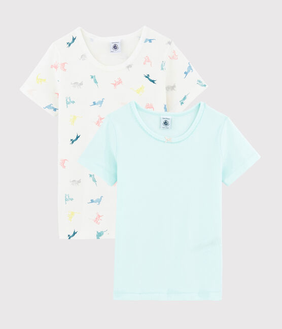 Confezione da 2 t-shirt manica corta gatti colorati bambina variante 1