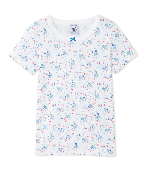 T-shirt bambina con stampa bianco/blu/multicolore