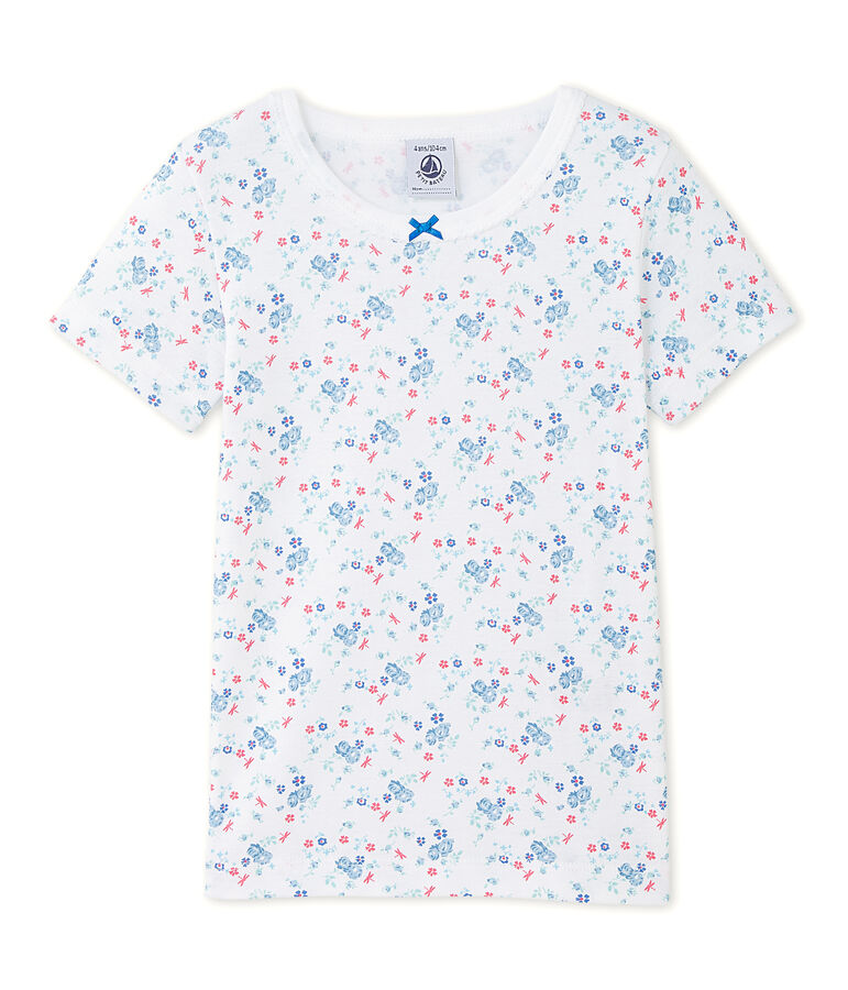 T-shirt bambina con stampa bianco ECUME/blu BLEU/ MULTICO