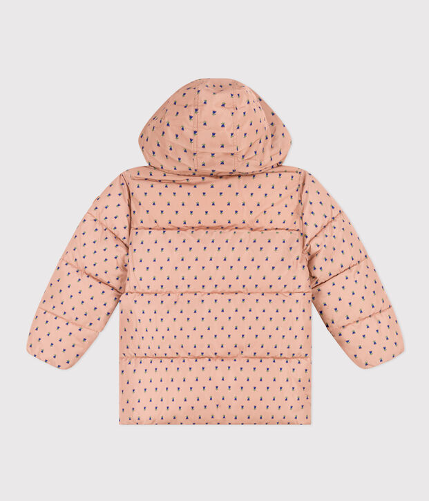 Piumino con cappuccio estraibile bambina beige/multicolore