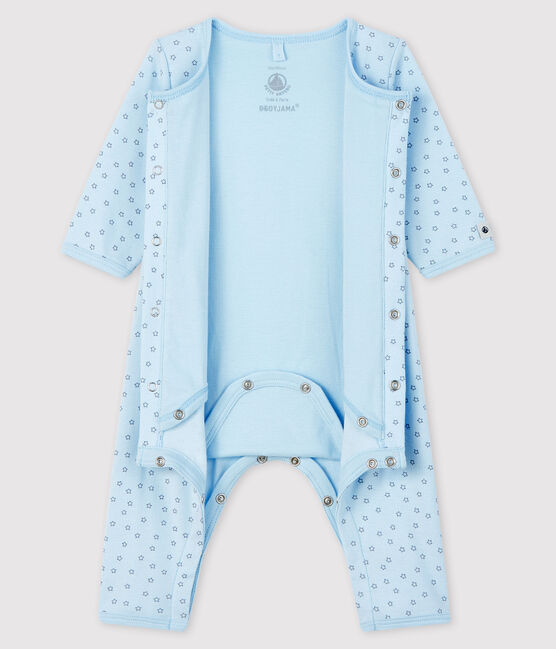 Body-pigiama senza piedi a stelline bebè maschio in cotone biologico blu FRAICHEUR/grigio CONCRETE