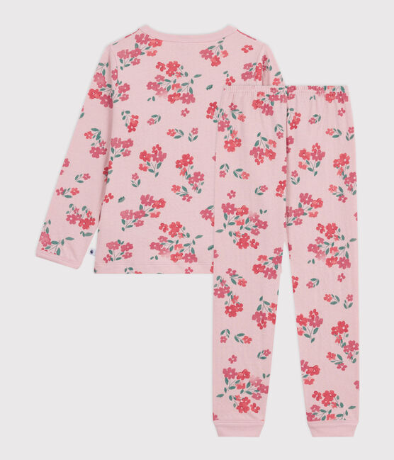 Pigiama bambina in tubique con stampa a fiori rosa JOLI/bianco MULTICO