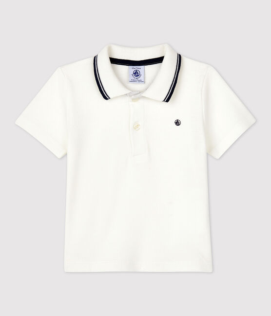 Polo bebè in cotone a manica corta bianco MARSHMALLOW