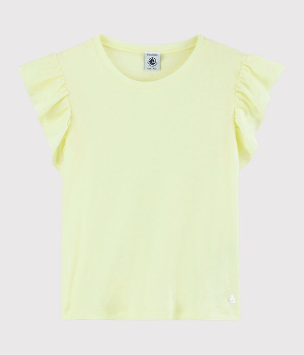 T-shirt a maniche corte in cotone bambina giallo
