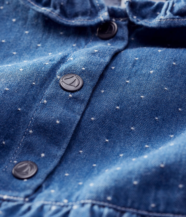 Abito in denim chiaro a pois per beb&egrave; femmina blu DENIM CLAIR