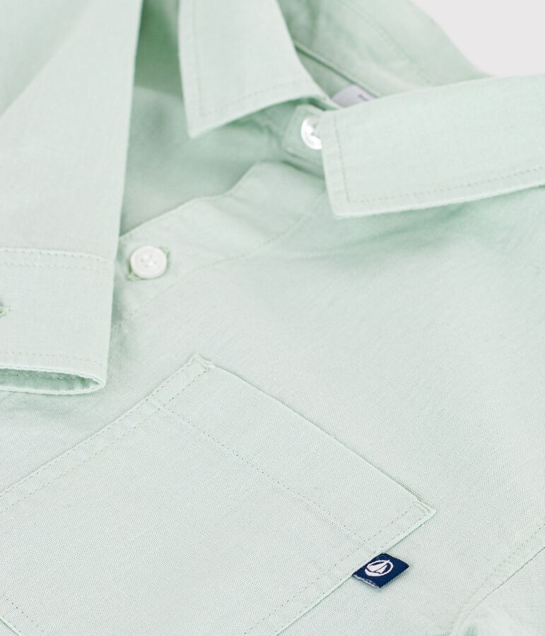 Camicia a maniche lunghe in cotone tinta unita bambino blu SPRAY