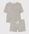 Pigiama donna corto in cotone grigio CHATON CHINE
