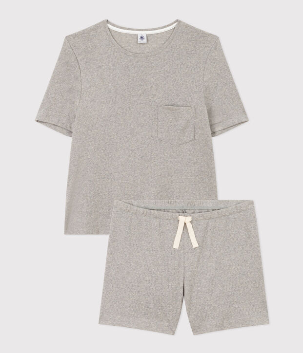 Pigiama donna corto in cotone grigio