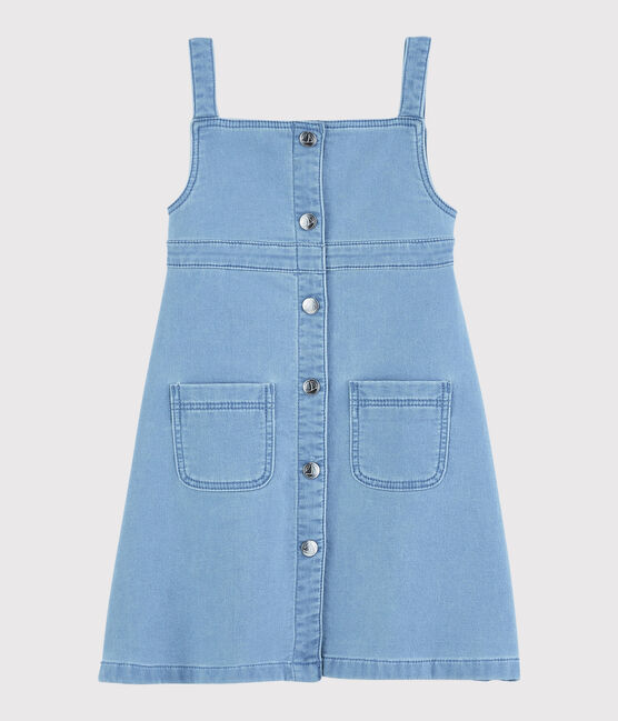 Abito salopette in molleton denim bambina blu DENIM CLAIR