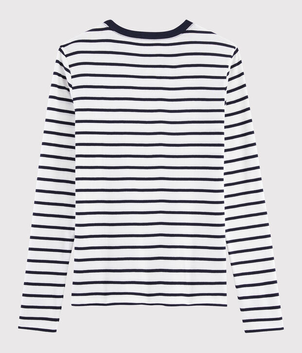 T-shirt iconica scollo rotondo Donna bianco/blu