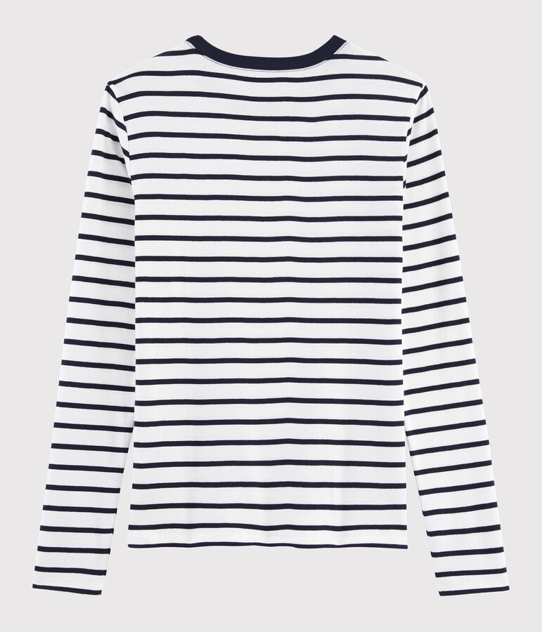 T-shirt iconica scollo rotondo Donna bianco/blu