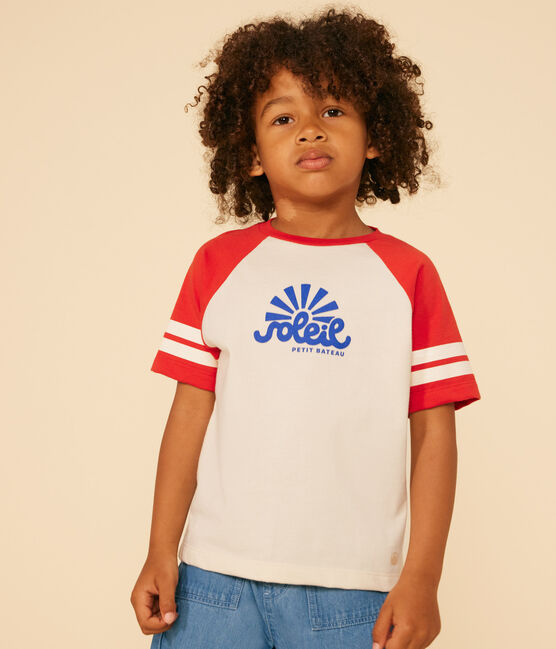 T-shirt bambino in jersey stampato rosso AVALANCHE/ AURORA