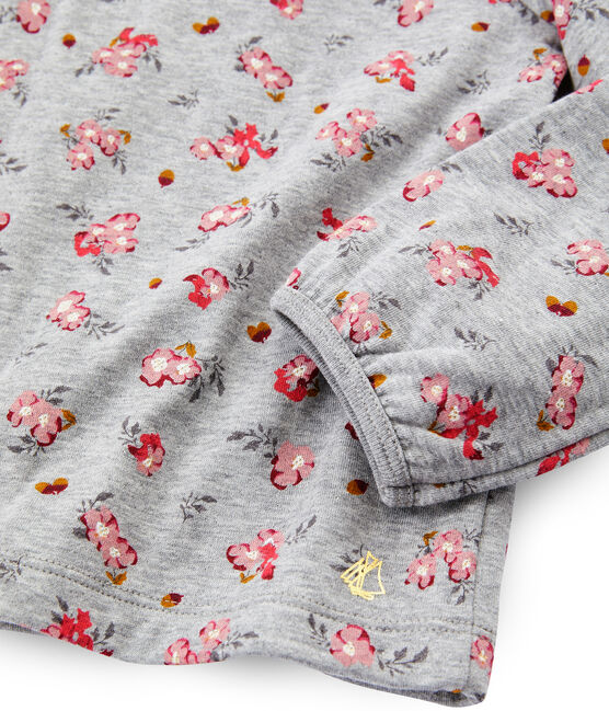 T-shirt maniche lunghe bambina grigio BELUGA/bianco MULTICO