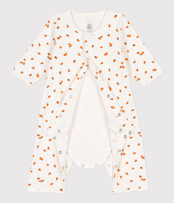 Bodyjama stampato in cotone bianco MARSHMALLOW/ ORANGE