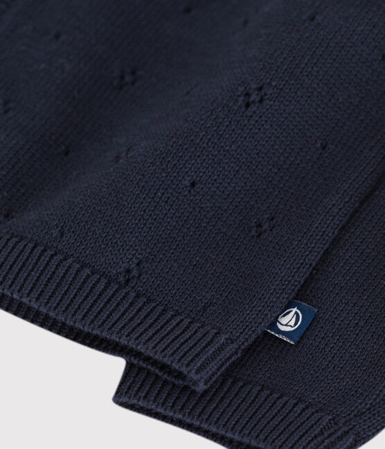 Cardigan in maglia di cotone tinta unita neonato blu SMOKING