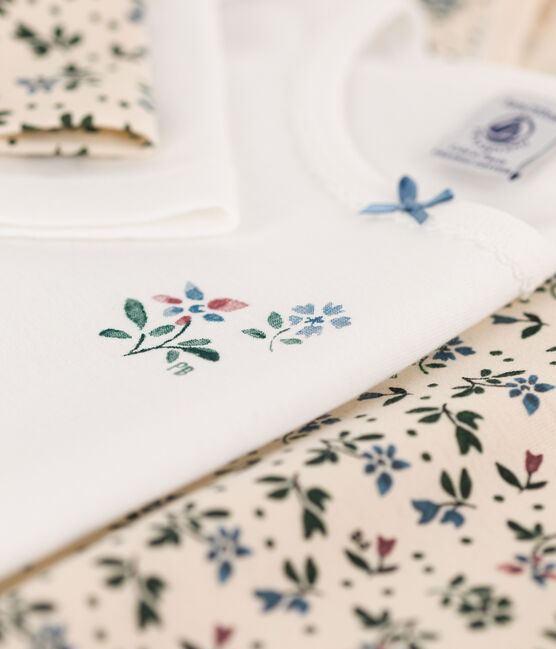 Confezione da 2 t-shirt manica lunga a fiori bambina in cotone variante 2